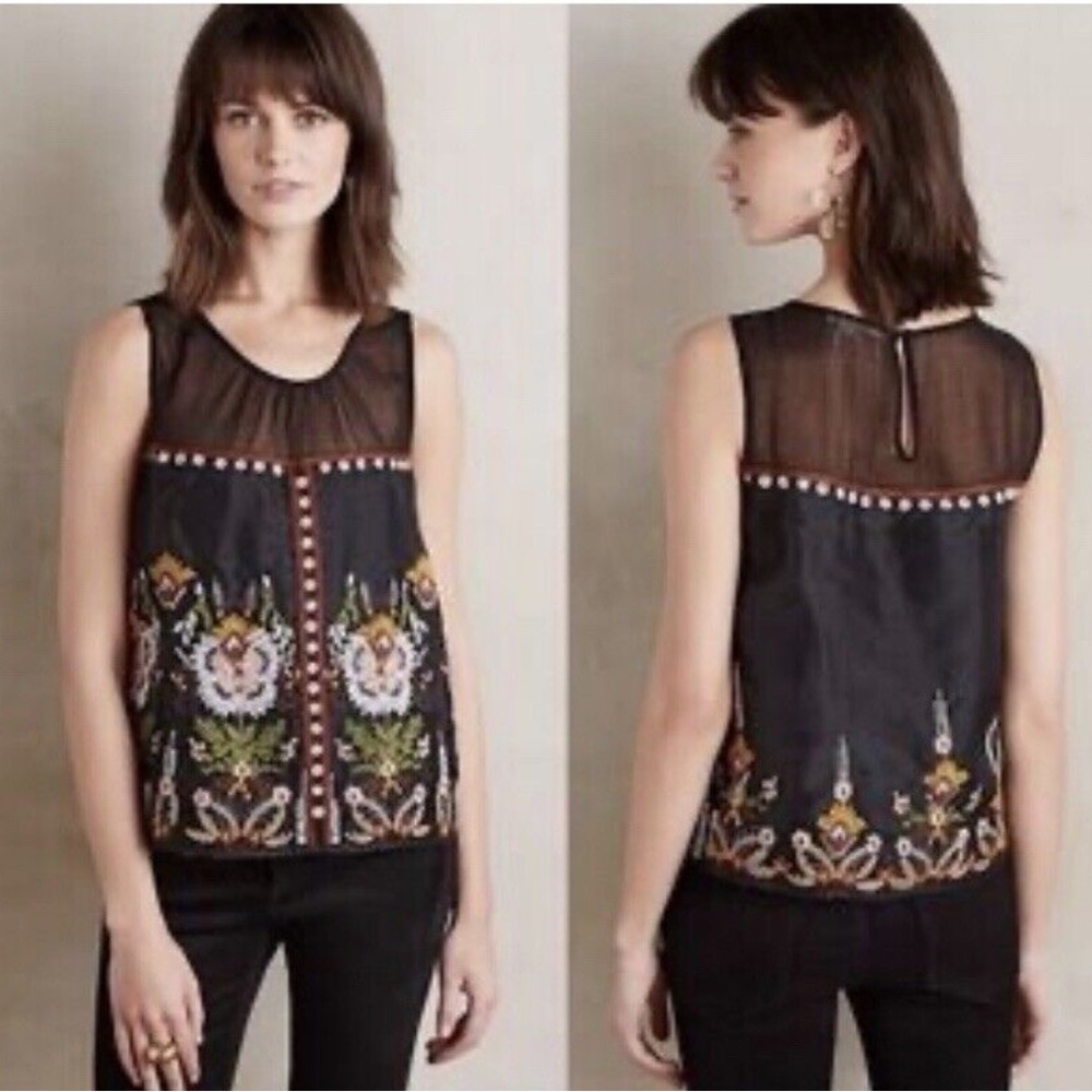 ANTHROPOLOGIE - Embroidered and Beaded Top